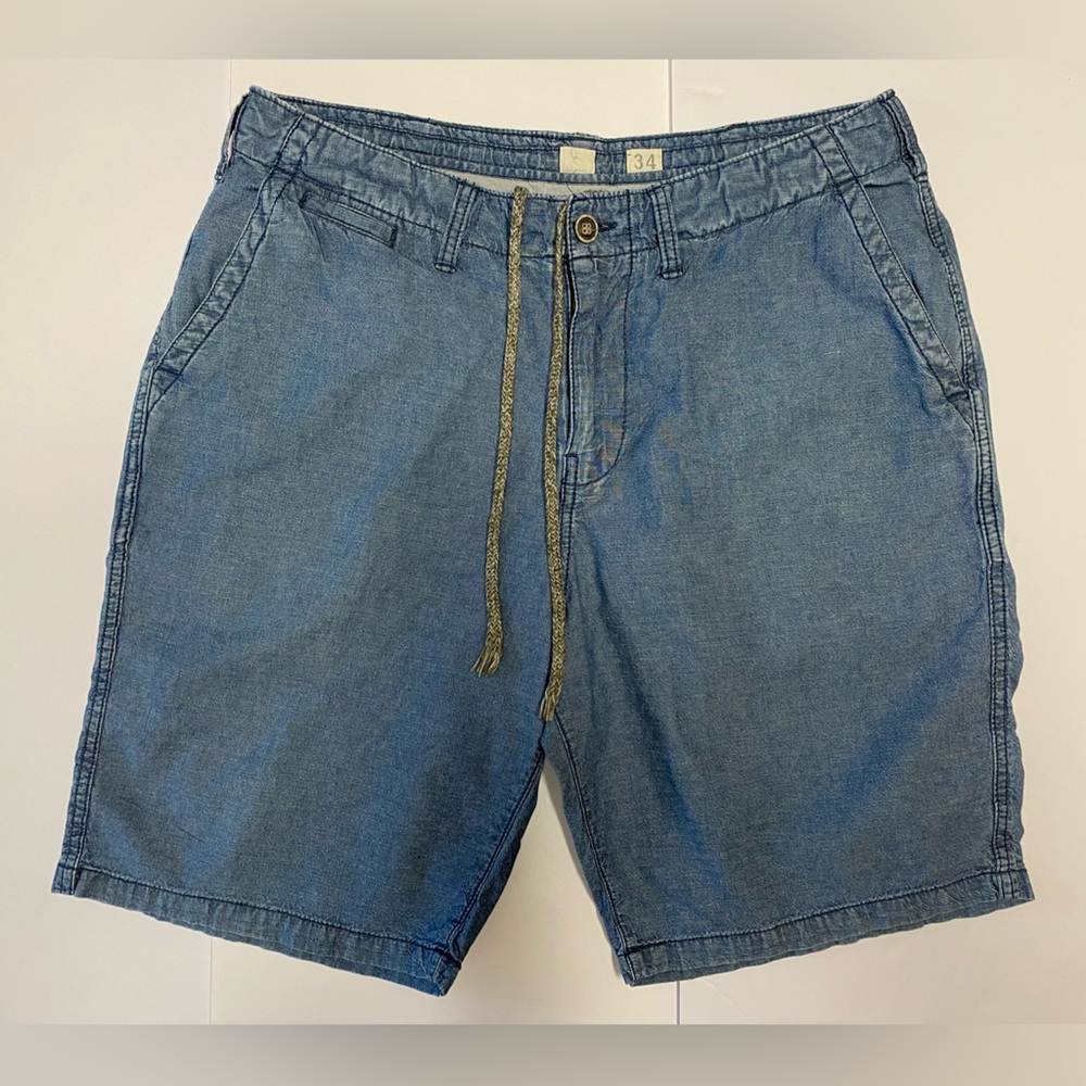 Lucky Brand men’s Blue cotton linen blend Shorts blue 34